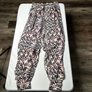 Sea New York Harem Silk Pants Slouchy Pockets Artsy Print Sz 4 Lagenlook Purple